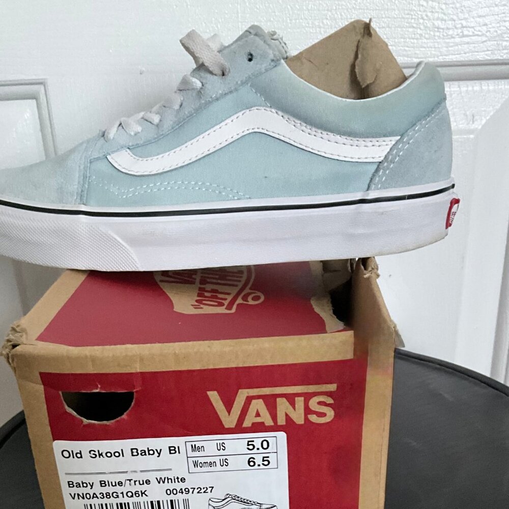 Old Skool Baby Blue Vans Woman Size6.5